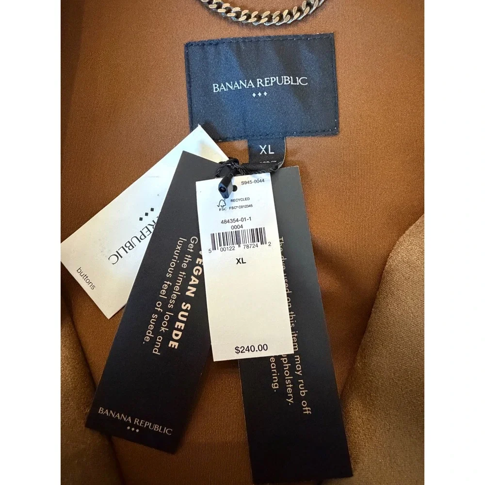 Banana Republic Camel Vegan Suede Trench Coat XL Long - Picture 3 of 11